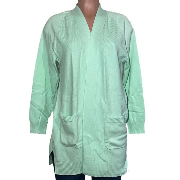 Isaac Mizrahi Live! Sweater Cardigan with Shaker Stitch & Pockets - Picture 1 of 3